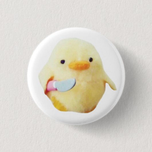 Knife Duck Plush Meme Pin Button (Voorkant)