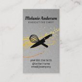 Knife en Whisk | Metaal | Goudspatter Visitekaartje (Voorkant)