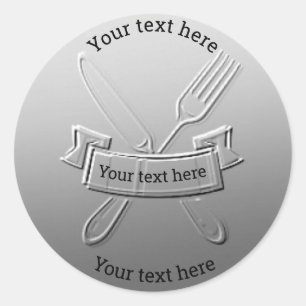 Knife Fork ontwerp van coin #silv06 Ronde Sticker