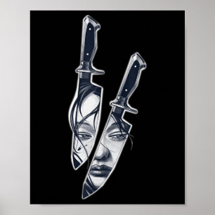 Knife Girl Tattoo Poster