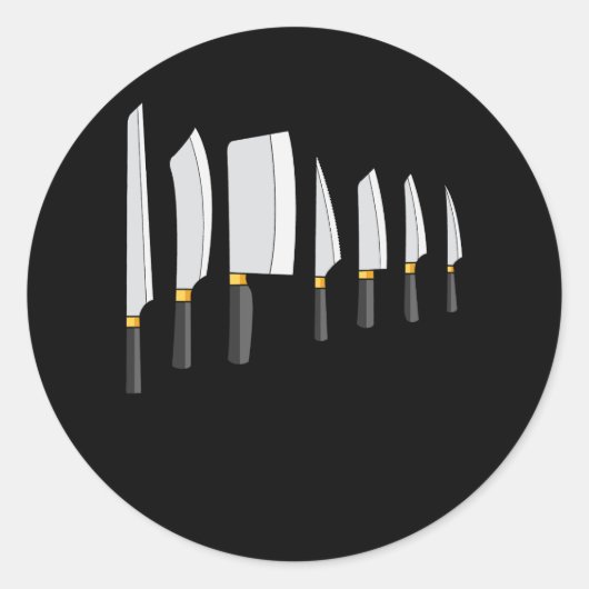 Knife Kit Keuken Gereedschap Koken Gadget T-shirt Ronde Sticker (Voorkant)