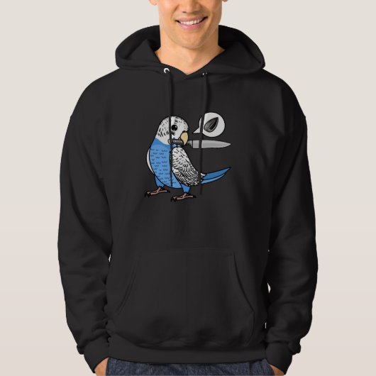 Knife Parrot Wants Seeds I Blue Budgie Budgerigar Hoodie (Voorkant)