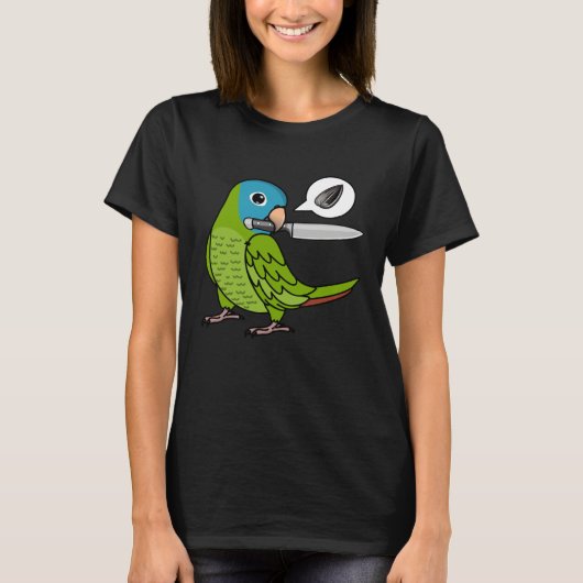 Knife Parrot Wants Seeds I Blue crowned Conure T-shirt (Voorkant)