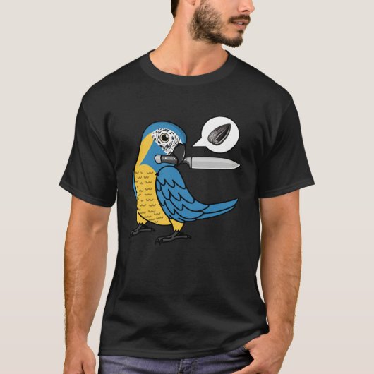 Knife Parrot Wants Seeds I Blue throated Macaw T-shirt (Voorkant)