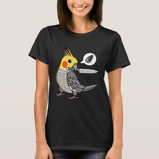 Knife Parrot Wants Seeds I Cockatiel T-shirt (Voorkant)
