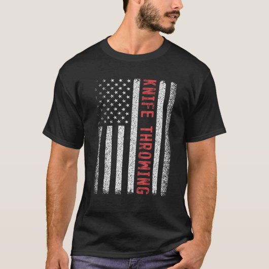 Knife Throwing American Flag 4 juli Cool Nove T-shirt (Voorkant)