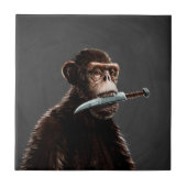 Knife vechtende aap tegeltje (Voorkant)