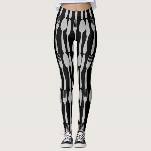 Knife vork Spoon Silverware Cutlery Leggings (Voorkant)
