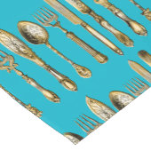 Knife vorklepel goudturquoise korte tafelloper (Hoek)