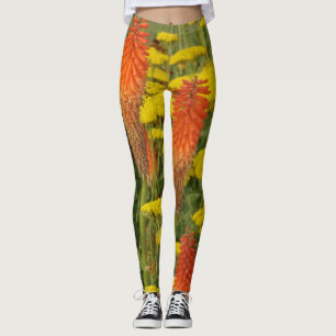 Knifofia Uvaria Oranje bloemen Leggings