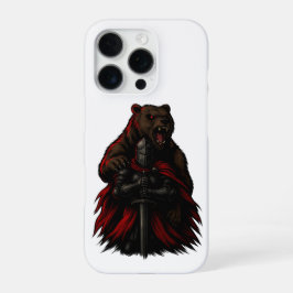 Knight and Bear – Epic Warrior Fantasy Illustratio iPhone 16 Pro Hoesje