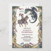 Knight and Dragon Medieval Fairytale Birthday Kaart (Voorkant)