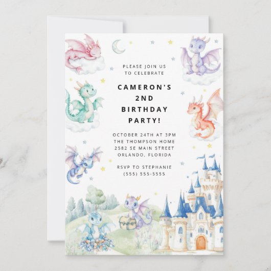 Knight and Dragon Royal Medieval Boy Birthday Kaart (Voorkant)