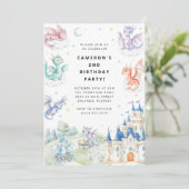 Knight and Dragon Royal Medieval Boy Birthday Kaart (Staand voorkant)