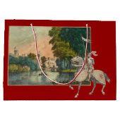 Knight and Horse in Armor Castle Behind Large Cadeautasje (Achterkant)