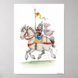 Knight and Lady Rabbits op Horseback Print