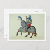Knight and paard in armor, bord uit 'A History' Briefkaart (Voorkant / Achterkant)