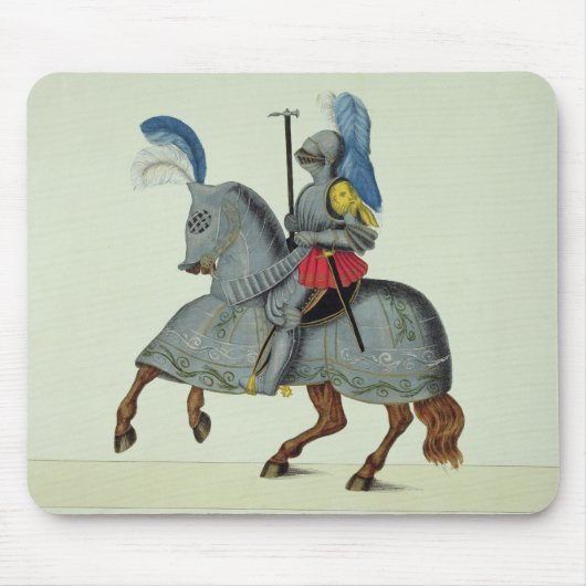 Knight and paard in armor, bord uit 'A History' Muismat (Voorkant)