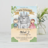 Knight and Princess Birthday Party Invitation Kaart (Staand voorkant)