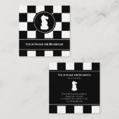 Knight Bold Black en White Chessboard Vierkante Visitekaartje (Voorkant / Achterkant)