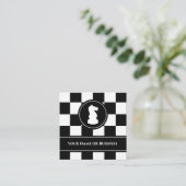 Knight Bold Black en White Chessboard Vierkante Visitekaartje (Staand voorkant)