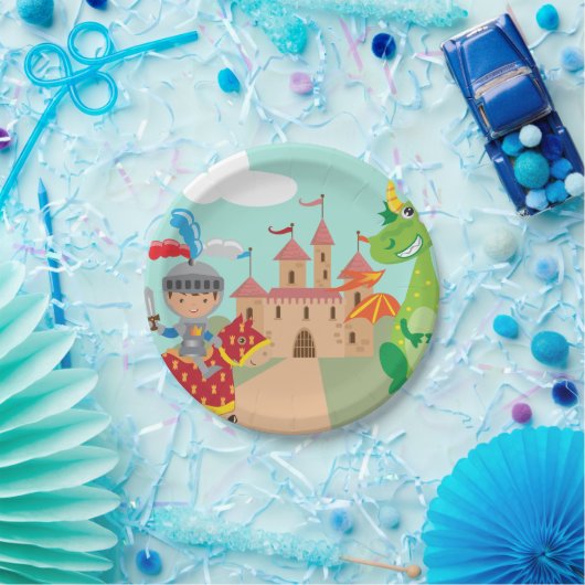 Knight Castle en Dragon Papieren Bordje (Feest)