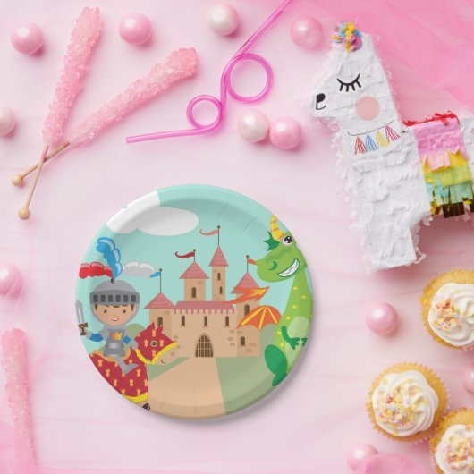 Knight Castle en Dragon Papieren Bordje (Feest)