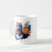 Knight Cat Heroic Warrior en rozen kinder Koffiemok (Voorkant links)