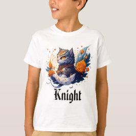Knight Cat Heroic Warrior en rozen kinder T-shirt