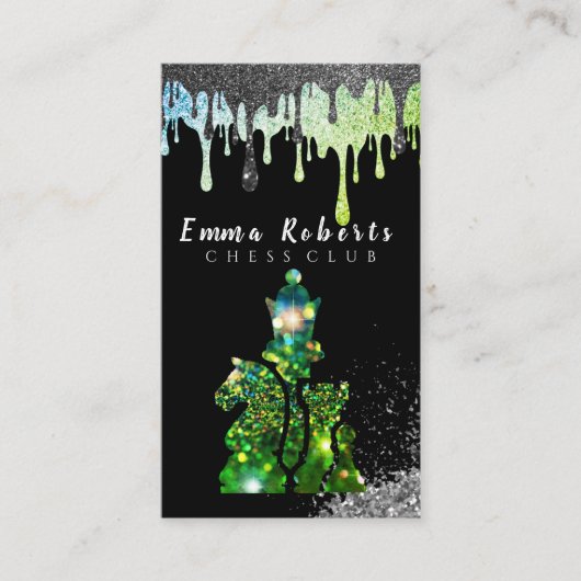 Knight Chess Piece - Faux Silver Foil Business Ca Visitekaartje (Voorkant)