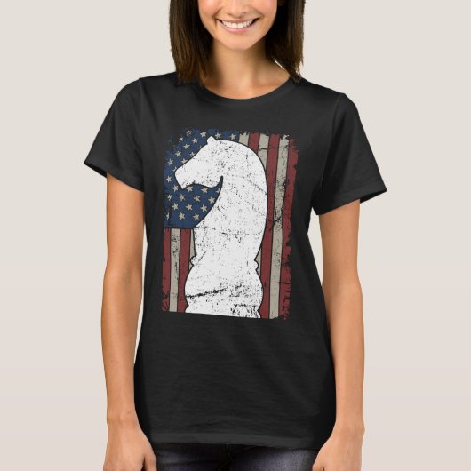 Knight Chess Piece USA Flag Womens Mens Chess Pla T-shirt (Voorkant)