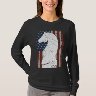Knight Chess Piece USA Flag  Womens Mens Chess Pla T-shirt
