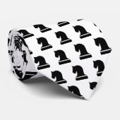 Knight chess-stukpatroon zwarte & witte stropdas (Opgerold)