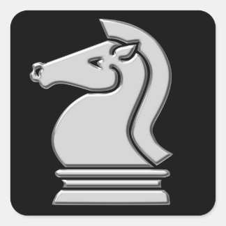 Knight Cool Metallic Chess Piece Vierkante Sticker