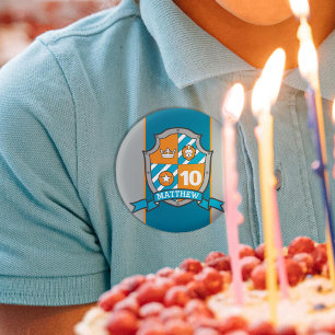 Knight crest 10th jarige verjaardagsknoppen ronde button 3,2 cm