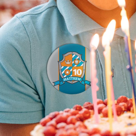 Knight crest 10th jarige verjaardagsknoppen ronde button 3,2 cm