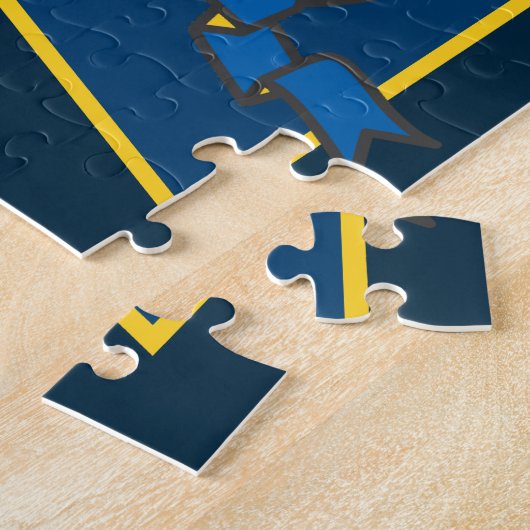 Knight crest gepersonaliseerd leeuw rood blauw gee legpuzzel (Zijkant)