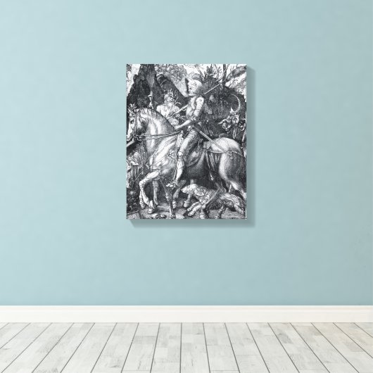 Knight, Death and the Devil - Albrecht Dürer Canvas Afdruk (Insitu (Houten vloer))