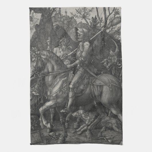Knight Death and the Devil Albrecht Durer Theedoek (Verticaal)