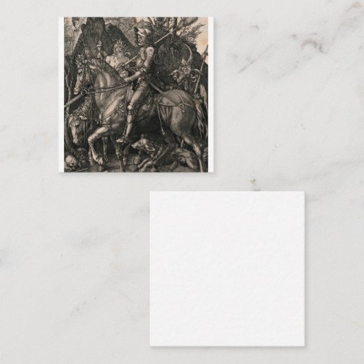 Knight Death and the Devil Albrecht Durer Vierkante Visitekaartje (Voorkant / Achterkant)