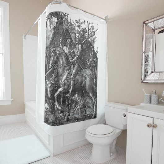 Knight Death Devil Albrecht Durer engraving art. p Douchegordijn (In situ)