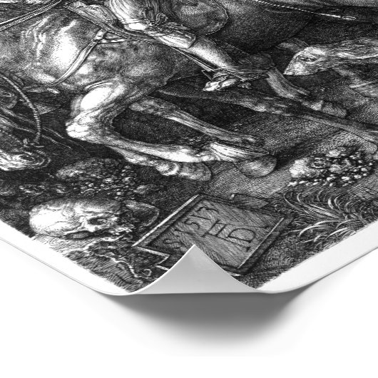 Knight Death Devil Albrecht Durer engraving art. p Poster (Hoek)