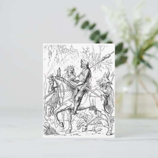 Knight Death & the Devil woodcut briefkaart (Staand voorkant)