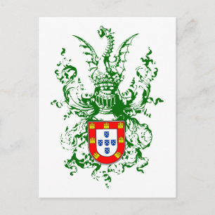 Knight, draak en Portugees wapen Briefkaart