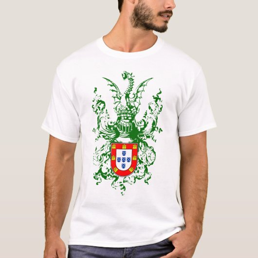 Knight, draak en Portugees wapen T-shirt (Voorkant)
