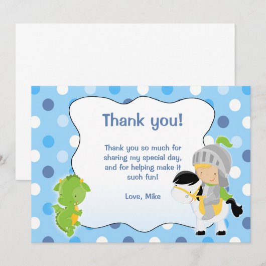 Knight Dragon Hartelijk dank Bedankkaart (Voorkant / Achterkant)