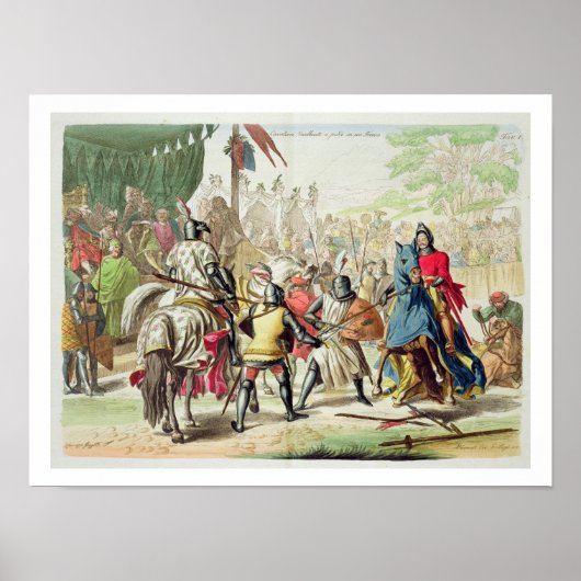 Knight Dueling op Foot in a Tournament, bord 1 Poster (Voorkant)