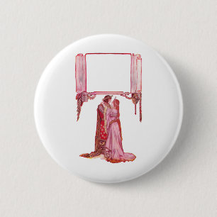 Knight Embracing Lady Love Ronde Button 5,7 Cm