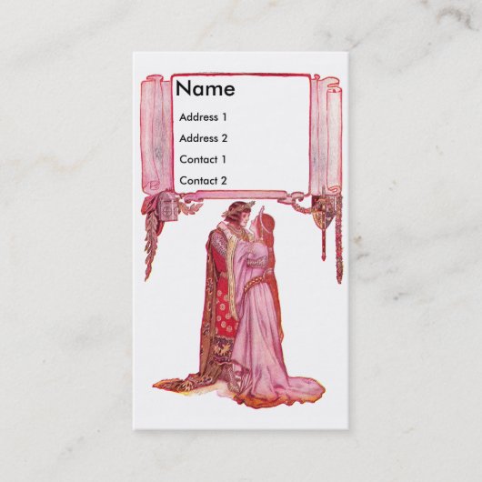 Knight Embracing Lady Love Visitekaartje (Voorkant)