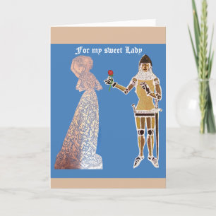 Knight en lady romance of the roos feestdagen kaart